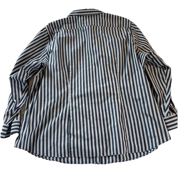 Lands’ End Women’s Blue Stripe No Iron Button Down Shirt 100% Cotton Size 20W - Picture 5 of 11